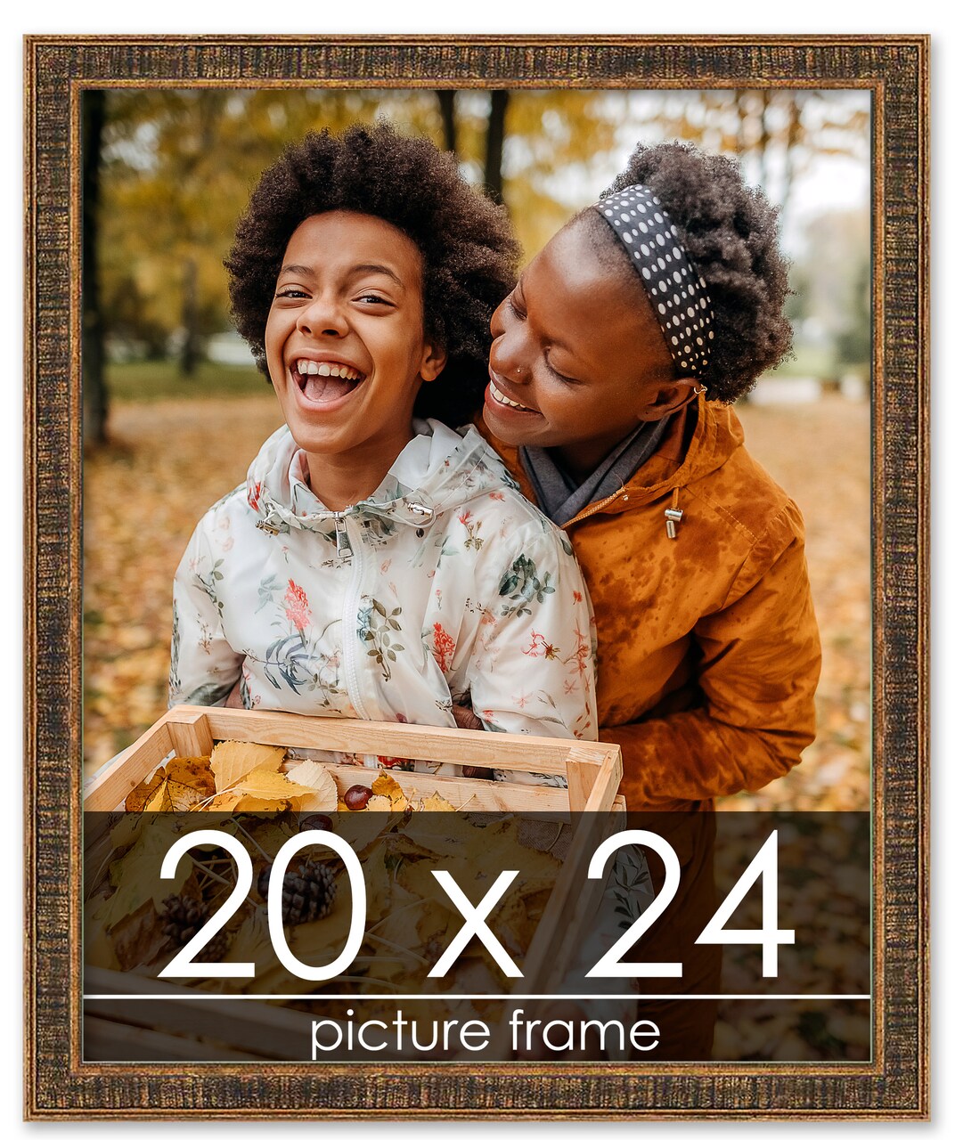 20x24 Textured Picture Frame with UV-Resistant Acrylic & Acid Free Backing, Available in 6 Finishes - Black, Blue, Brown, Gold, Grey, and White